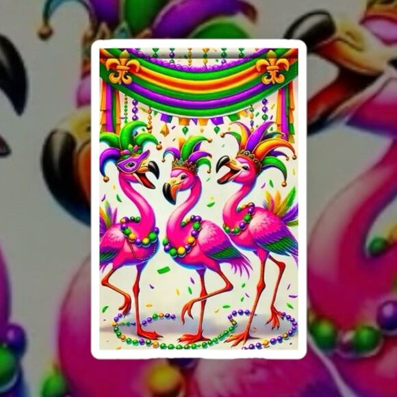 Mardi Gras Carnival Flamingo Garden Flag: Year-Round Festive Decor - Picture 2 of 4